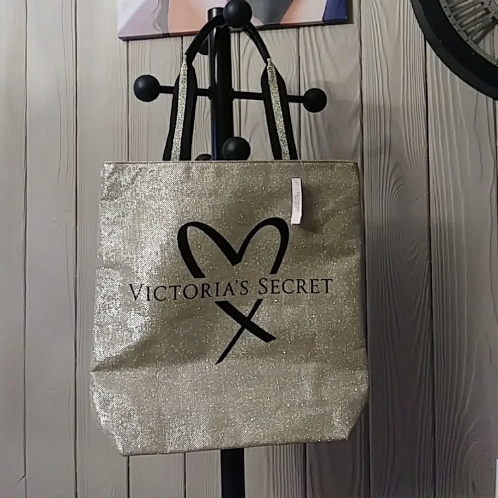 Sold!Victoria's Secret Gold Sparkly Tote Bag NWT